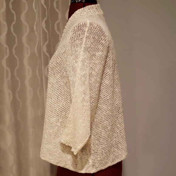 Eileen Fisher M Cream Linen Blend Cardigan - Picture 2 of 7